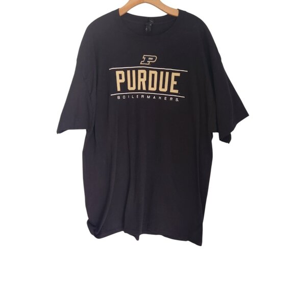 Purdue Boilermakers T-Shirt NCAA Black Hanes Beefy Tee Embroidered XXL 2XL EUC - Picture 1 of 9